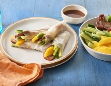 Duck and mango rice paper rolls
